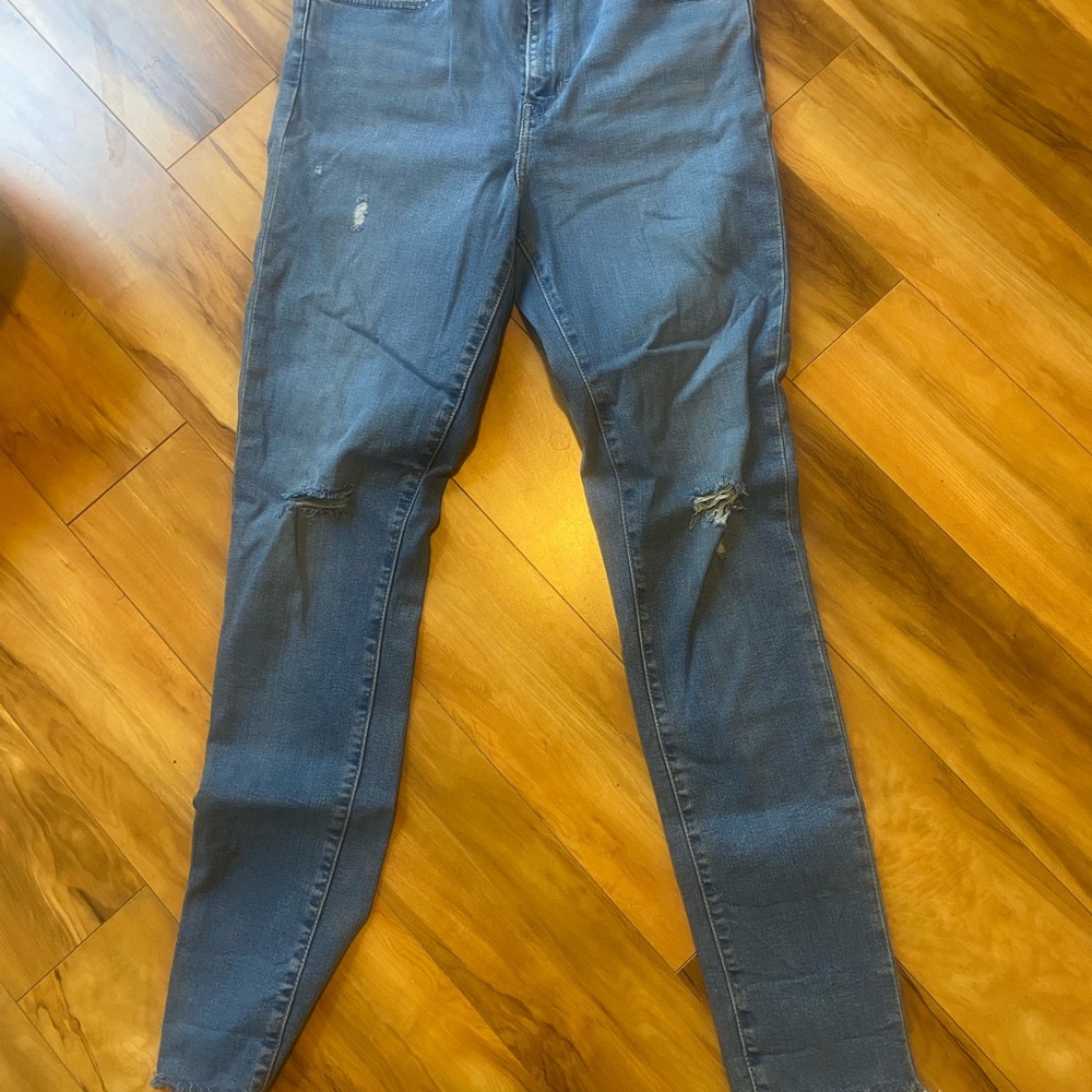 Levi's Distressed Straight Leg Jeans - Dark Blue